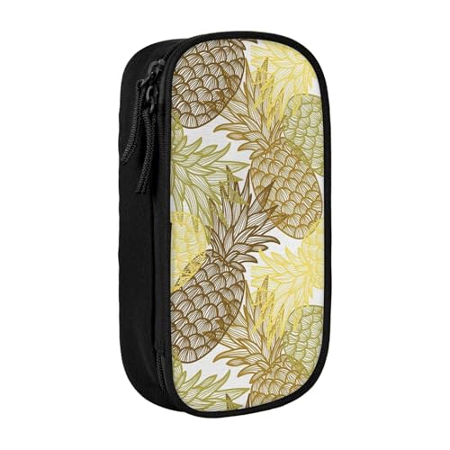 AMINNU Exotic Tropical Ananas Federmäppchen, Multifunktionales Federmäppchen, Schülermäppchen, mit Reißverschluss, geeignet für Schulen und Büros, Unisex, Schwarz , Einheitsgröße, Kosmetiktasche von AMINNU
