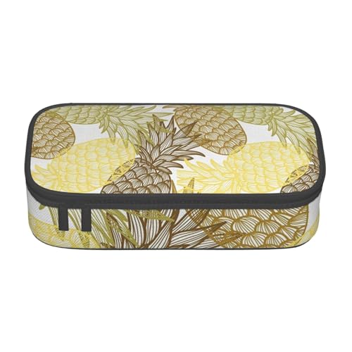 AMINNU Exotic Tropical Ananas Große Kapazität Federmäppchen Multifunktionales Federmäppchen Federmäppchen für Teenager mit Reißverschluss Geeignet für Schulen und Büros, Schwarz , Einheitsgröße, von AMINNU