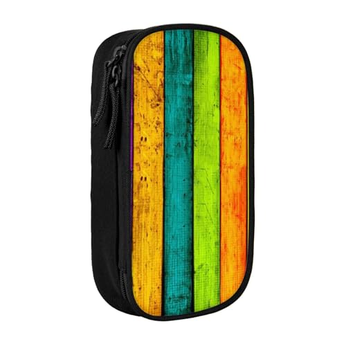 AMINNU Farbiges Federmäppchen aus Holz, multifunktionales Federmäppchen, Schüler-Federmäppchen, mit Reißverschluss, geeignet für Schulen und Büros, Unisex., Schwarz , Einheitsgröße, Kosmetiktasche von AMINNU