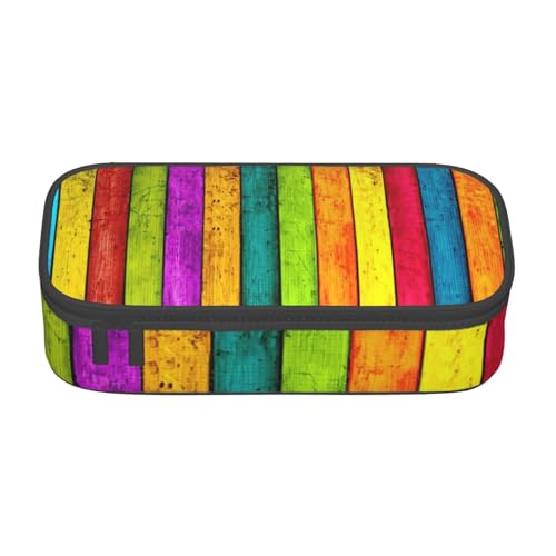 AMINNU Farbiges Holzbrett Große Kapazität Federmäppchen Multifunktionales Federmäppchen Federmäppchen für Teenager mit Reißverschluss Geeignet für Schulen und Büros, Schwarz , Einheitsgröße, von AMINNU