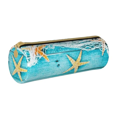 AMINNU Fischernetze Zylinder-Federmäppchen, strapazierfähiges Federmäppchen, Schüler-Federmäppchen, Reißverschluss-Federmäppchen, geeignet für Schulen und Büros, Unisex, weiß, Einheitsgröße, von AMINNU