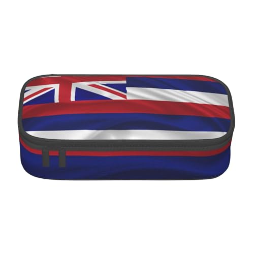 AMINNU Flagge von Hawaii Amerikanische Große Kapazität Federmäppchen Multifunktionales Federmäppchen Federmäppchen für Teenager mit Reißverschluss Geeignet für Schulen und Büros, Schwarz , von AMINNU