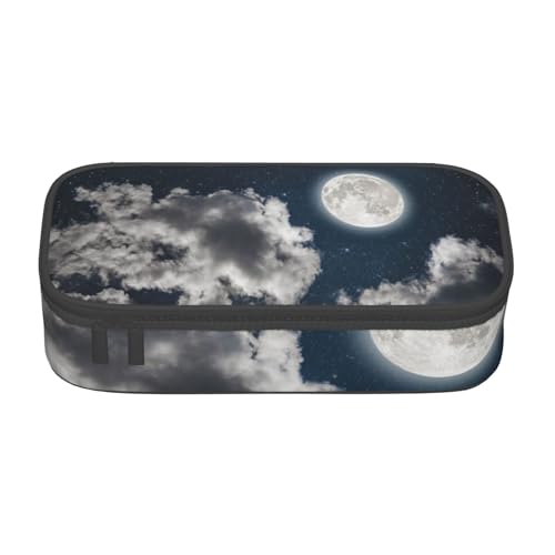 AMINNU Full Moon Große Kapazität Federmäppchen, Multifunktionales Federmäppchen, Federmäppchen für Teenager, mit Reißverschluss, Geeignet für Schulen und Büros, Schwarz , Einheitsgröße, Kosmetiktasche von AMINNU