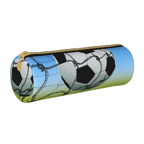 AMINNU Fußballnetzwerk Zylinder-Federmäppchen, strapazierfähiges Federmäppchen, Schüler-Federmäppchen, Reißverschluss-Federmäppchen, geeignet für Schulen und Büros, Unisex, weiß, Einheitsgröße, von AMINNU