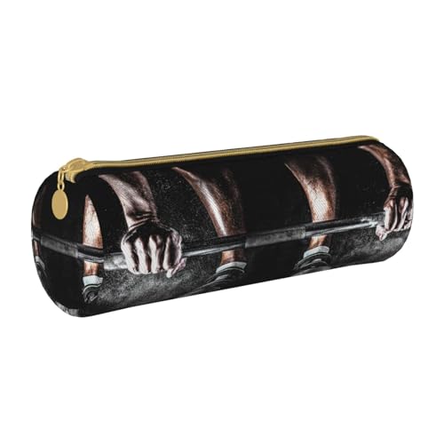 AMINNU Gewichtheben Sport Zylinder-Federmäppchen, strapazierfähiges Federmäppchen, Schüler-Federmäppchen, Reißverschluss-Federmäppchen, geeignet für Schulen und Büros, Unisex, weiß, Einheitsgröße, von AMINNU