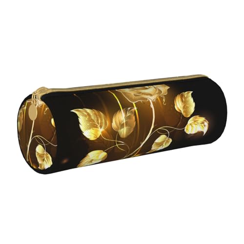 AMINNU Gold Rose Zylinder Federmäppchen Langlebig Federmäppchen Schüler Federmäppchen Reißverschluss Federmäppchen Geeignet für Schulen und Büros, Unisex, weiß, Einheitsgröße, Kosmetiktasche von AMINNU
