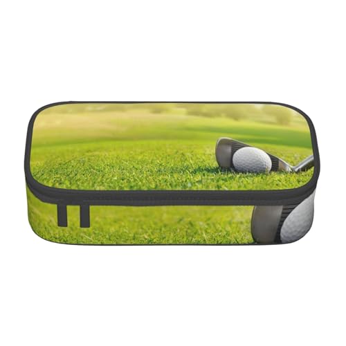 AMINNU Golf Gras Große Kapazität Federmäppchen, Multifunktionales Federmäppchen, Federmäppchen für Teenager, mit Reißverschluss, geeignet für Schulen und Büros, Schwarz , Einheitsgröße, Kosmetiktasche von AMINNU