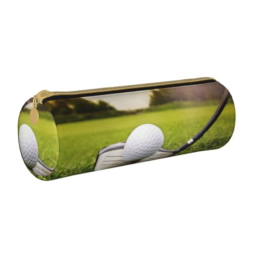 AMINNU Golfball-Zylinder-Federmäppchen, langlebiges Federmäppchen, Schüler-Federmäppchen, Reißverschluss-Federmäppchen, geeignet für Schulen und Büros, Unisex, weiß, Einheitsgröße, Kosmetiktasche von AMINNU
