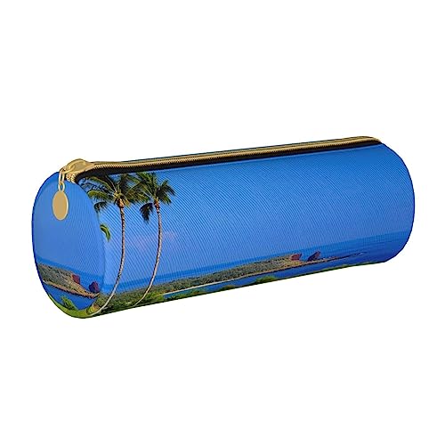 AMINNU Golfplatz Zylinder-Federmäppchen, strapazierfähiges Federmäppchen, Schüler-Federmäppchen, Reißverschluss-Federmäppchen, geeignet für Schulen und Büros, Unisex, weiß, Einheitsgröße, von AMINNU