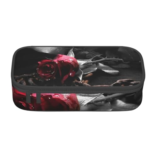 AMINNU Gothic Schwarze Rosen Große Kapazität Federmäppchen Multifunktional Federmäppchen für Teenager mit Reißverschluss Geeignet für Schulen und Büros, Schwarz , Einheitsgröße, Kosmetiktasche von AMINNU