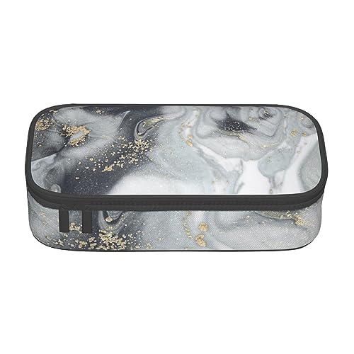 AMINNU Grauer Marmor Streifen Große Kapazität Federmäppchen Multifunktionales Federmäppchen Federmäppchen für Teenager mit Reißverschluss Geeignet für Schulen und Büros, Schwarz , Einheitsgröße, von AMINNU