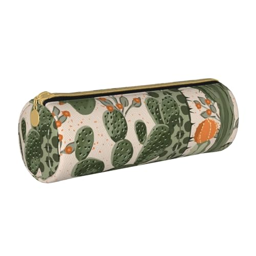 AMINNU Grünes Zylinder-Federmäppchen, strapazierfähiges Federmäppchen, Schüler-Federmäppchen, Reißverschluss-Federmäppchen, geeignet für Schulen und Büros, Unisex, weiß, Einheitsgröße, Kosmetiktasche von AMINNU