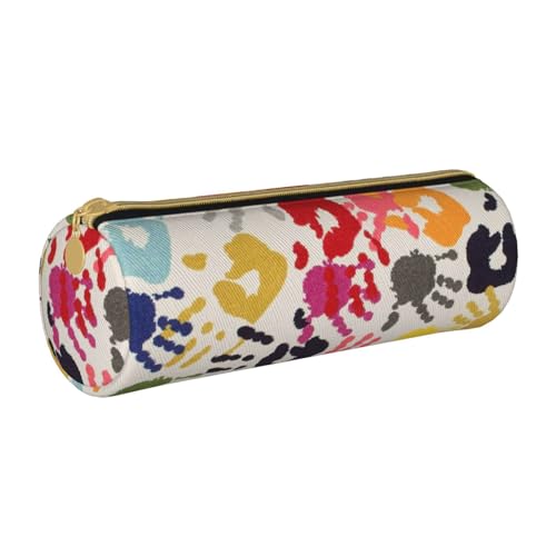 AMINNU Handdruck Zylinder Federmäppchen Langlebig Federmäppchen Schüler Federmäppchen Reißverschluss Federmäppchen Geeignet für Schulen und Büros, Unisex, weiß, Einheitsgröße, Kosmetiktasche von AMINNU