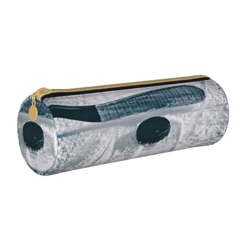 AMINNU Hockey Sport Zylinder-Federmäppchen, strapazierfähiges Federmäppchen, Schüler-Federmäppchen, Reißverschluss-Federmäppchen, geeignet für Schulen und Büros, Unisex, weiß, Einheitsgröße, von AMINNU