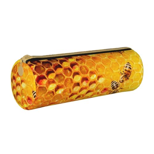 AMINNU Honeycomb Zylinder-Federmäppchen, strapazierfähiges Federmäppchen, Schüler-Federmäppchen, Reißverschluss-Federmäppchen, geeignet für Schulen und Büros, Unisex, weiß, Einheitsgröße, von AMINNU