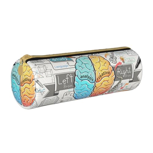 AMINNU Human Brain Cylinder Pencil Case Durable Pencil Case Student Pencil Case Zipper Pencil Case Suitable for Schools and Offices, Unisex, weiß, Einheitsgröße, Kosmetiktasche von AMINNU