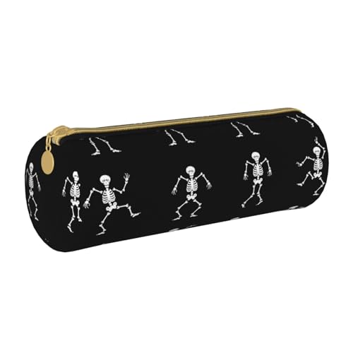 AMINNU Interessantes Skelett-Zylinder-Federmäppchen, langlebiges Federmäppchen, Schüler-Federmäppchen, Reißverschluss-Federmäppchen, geeignet für Schulen und Büros, Unisex, weiß, Einheitsgröße, von AMINNU