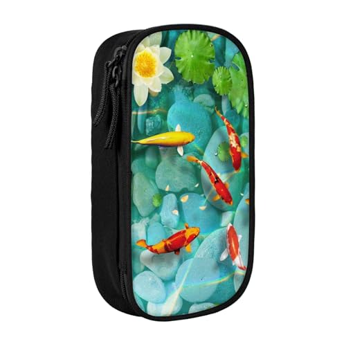 AMINNU Japanisches Karpfen Federmäppchen, Multifunktionales Federmäppchen, Schülermäppchen, mit Reißverschluss, geeignet für Schulen und Büros, Unisex, Schwarz , Einheitsgröße, Kosmetiktasche von AMINNU