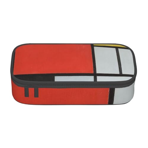 AMINNU Komposition in Rot Gelb Blau und Schwarz Große Kapazität Federmäppchen Multifunktional Federmäppchen für Teenager mit Reißverschluss Geeignet für Schulen und Büros, Schwarz , Einheitsgröße, von AMINNU