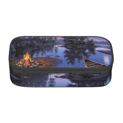 AMINNU Lake Camping Große Kapazität Federmäppchen, Multifunktionales Federmäppchen, Federmäppchen für Teenager, mit Reißverschluss, Geeignet für Schulen und Büros., Schwarz , Einheitsgröße, von AMINNU