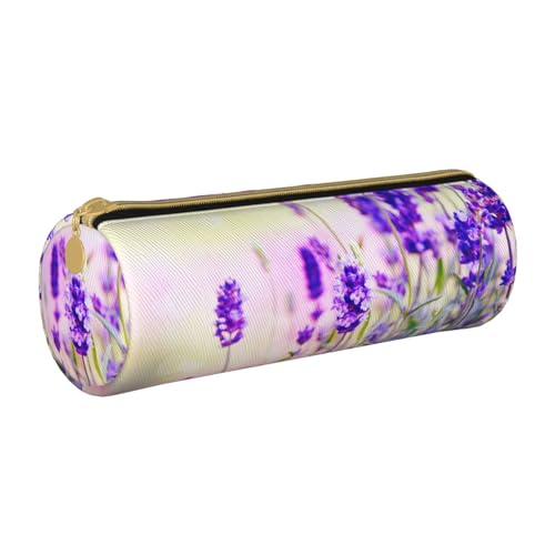 AMINNU Lavendel Blume Zylinder Federmäppchen Langlebig Federmäppchen Schüler Federmäppchen Reißverschluss Federmäppchen Geeignet für Schulen und Büros, Unisex, weiß, Einheitsgröße, Kosmetiktasche von AMINNU