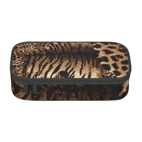 AMINNU Leopardenmuster Große Kapazität Federmäppchen Multifunktionales Federmäppchen Federmäppchen für Teenager mit Reißverschluss Geeignet für Schulen und Büros, Schwarz , Einheitsgröße, von AMINNU