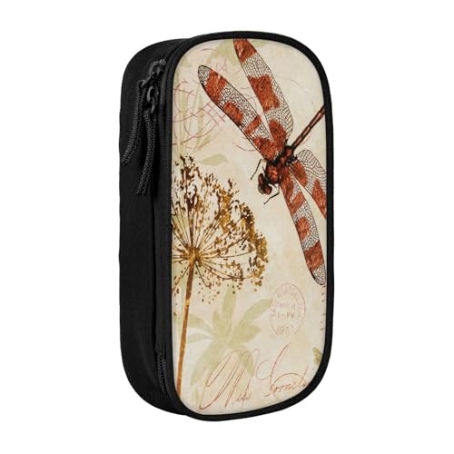 AMINNU Libelle Federmäppchen, Multifunktionales Federmäppchen, Schülermäppchen, mit Reißverschluss, geeignet für Schulen und Büros, Unisex, Schwarz , Einheitsgröße, Kosmetiktasche von AMINNU