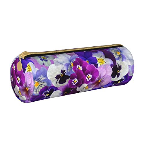 AMINNU Lila Blume Zylinder Federmäppchen Langlebig Federmäppchen Schüler Federmäppchen Reißverschluss Federmäppchen Geeignet für Schulen und Büros, Unisex, weiß, Einheitsgröße, Kosmetiktasche von AMINNU