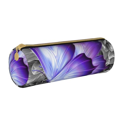 AMINNU Lila Schmetterling Zylinder Federmäppchen Langlebig Federmäppchen Schüler Federmäppchen Reißverschluss Federmäppchen Geeignet für Schulen und Büros, Unisex, weiß, Einheitsgröße, Kosmetiktasche von AMINNU