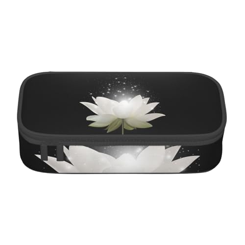 AMINNU Lotus Blume Große Kapazität Federmäppchen Multifunktional Federmäppchen Mäppchen für Teenager mit Reißverschluss Geeignet für Schulen und Büros, Schwarz , Einheitsgröße, Kosmetiktasche von AMINNU