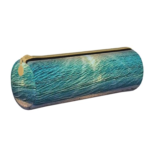 AMINNU Love Beach Zylinder-Federmäppchen, strapazierfähiges Federmäppchen, Schüler-Federmäppchen, Reißverschluss-Federmäppchen, geeignet für Schulen und Büros, Unisex, weiß, Einheitsgröße, von AMINNU