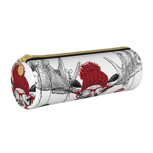 AMINNU Lustige Weihnachten Hirsch Zylinder Federmäppchen Langlebig Federmäppchen Schüler Federmäppchen Reißverschluss Federmäppchen Geeignet für Schulen und Büros, Unisex, weiß, Einheitsgröße, von AMINNU