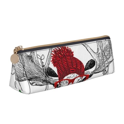 AMINNU Lustiges Weihnachten Hirsch Federmäppchen, Multifunktionales Federmäppchen, Schüler-Federmäppchen, mit Reißverschluss, geeignet für Schulen und Büros, Unisex, weiß, Einheitsgröße, von AMINNU