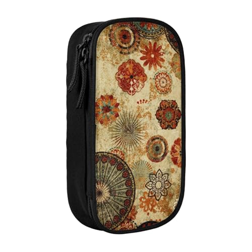 AMINNU Medallion Multi Federmäppchen, Multifunktionales Federmäppchen, Schüler-Federmäppchen, mit Reißverschluss, geeignet für Schulen und Büros, Unisex, Schwarz , Einheitsgröße, Kosmetiktasche von AMINNU