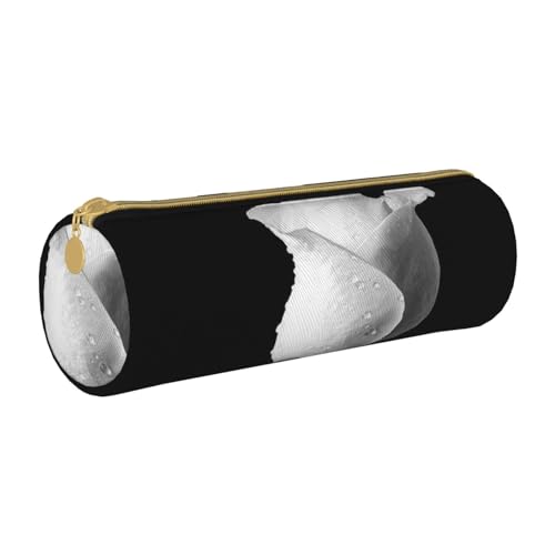 AMINNU Monochrome Rose Cylinder Pencil Case, Durable Pencil Case, Student Pencil Case, Zipper Pencil Case.Suitable for Schools and Offices, Unisex, weiß, Einheitsgröße, Kosmetiktasche von AMINNU