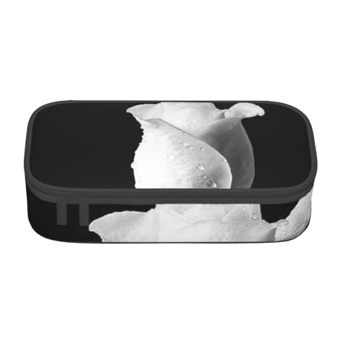 AMINNU Monochrome Rose Große Kapazität Federmäppchen, Multifunktionales Federmäppchen, Federmäppchen für Teenager, mit Reißverschluss, geeignet für Schulen und Büros, Schwarz , Einheitsgröße, von AMINNU