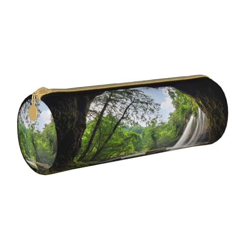AMINNU Mountain Wasserfall Zylinder Federmäppchen Langlebig Federmäppchen Schüler Federmäppchen Reißverschluss Federmäppchen Geeignet für Schulen und Büros, Unisex, weiß, Einheitsgröße, Kosmetiktasche von AMINNU