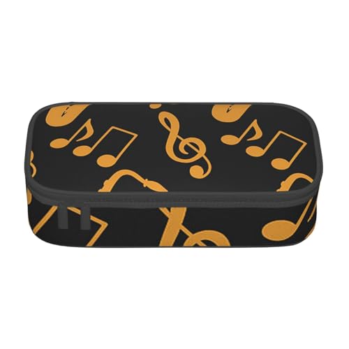 AMINNU Musiknoten Treble Große Kapazität Federmäppchen, Multifunktionales Federmäppchen, Federmäppchen für Teenager, mit Reißverschluss, geeignet für Schulen und Büros., Schwarz , Einheitsgröße, von AMINNU