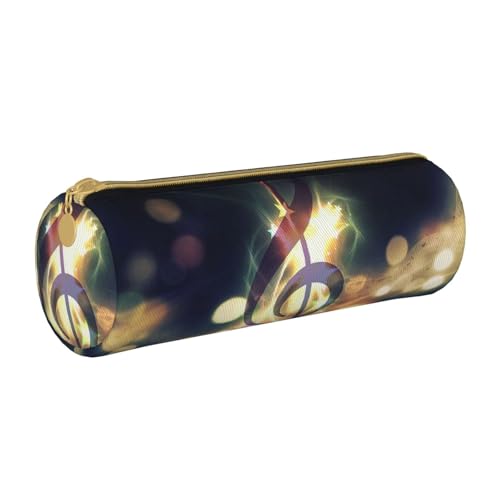 AMINNU Musiknoten-Zylinder-Federmäppchen, strapazierfähiges Federmäppchen, Schüler-Federmäppchen, Reißverschluss-Federmäppchen, geeignet für Schulen und Büros, Unisex, weiß, Einheitsgröße, von AMINNU