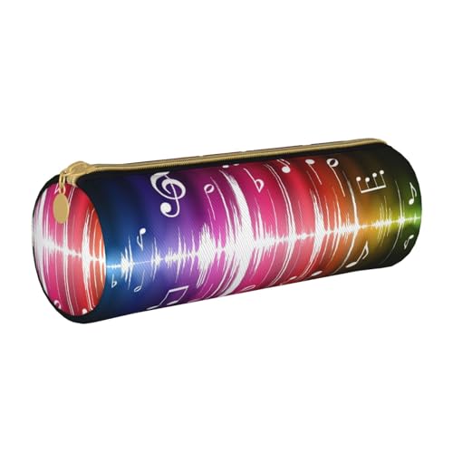 AMINNU Musiknoten-Zylinder-Federmäppchen, strapazierfähiges Federmäppchen, Schüler-Federmäppchen, Reißverschluss-Federmäppchen, geeignet für Schulen und Büros, Unisex, weiß, Einheitsgröße, von AMINNU