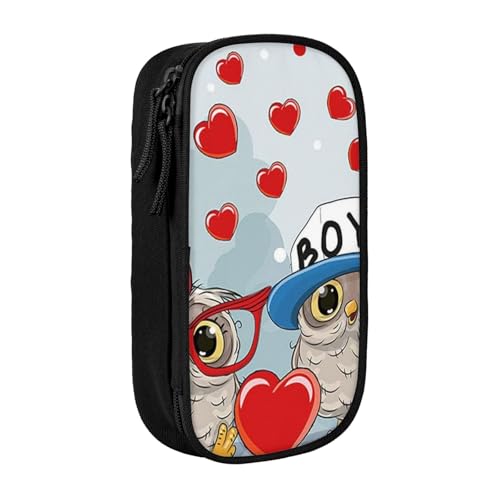 AMINNU Niedliches Eulen-Federmäppchen, multifunktionales Federmäppchen, Schüler-Federmäppchen, mit Reißverschluss, geeignet für Schulen und Büros, Unisex, Schwarz , Einheitsgröße, Kosmetiktasche von AMINNU