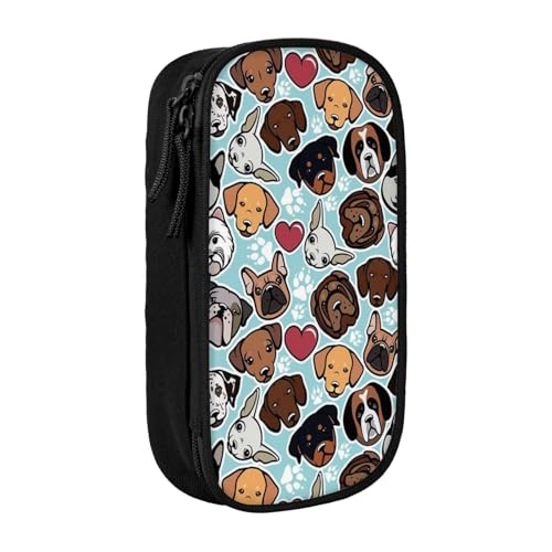 AMINNU Niedliches Hunde-Federmäppchen, multifunktionales Federmäppchen, Schüler-Federmäppchen, mit Reißverschluss, geeignet für Schulen und Büros, Unisex, Schwarz , Einheitsgröße, Kosmetiktasche von AMINNU