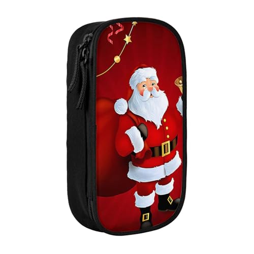 AMINNU Niedliches Weihnachtsmann-Federmäppchen, multifunktionales Federmäppchen, Schüler-Federmäppchen, mit Reißverschluss, geeignet für Schulen und Büros, Unisex, Schwarz , Einheitsgröße, von AMINNU
