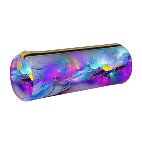 AMINNU Northern Lights Painting Cylinder Pencil Case, Durable Pencil Case Student Pencil Case Zipper Pencil Case Suitable for Schools and Offices, Unisex, weiß, Einheitsgröße, Kosmetiktasche von AMINNU