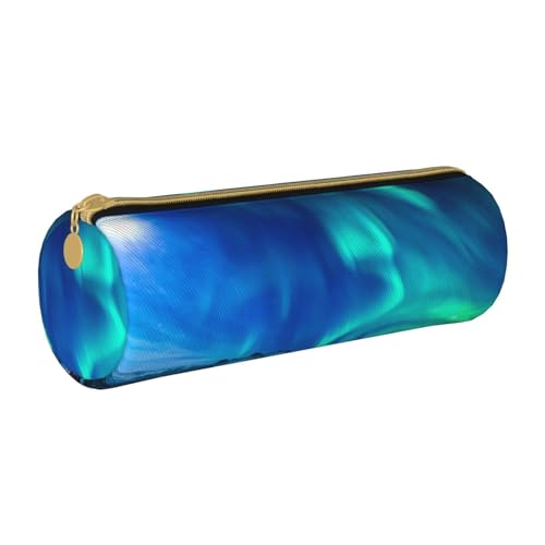 AMINNU Northern Lights Zylinder-Federmäppchen, strapazierfähiges Federmäppchen, Schüler-Federmäppchen, Reißverschluss-Federmäppchen, geeignet für Schulen und Büros, Unisex, weiß, Einheitsgröße, von AMINNU