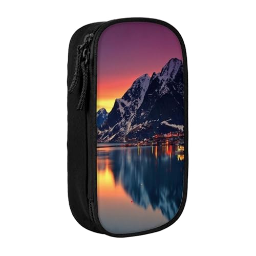 AMINNU Norwegeninseln Federmäppchen, Multifunktionales Federmäppchen, Schülermäppchen, mit Reißverschluss, geeignet für Schulen und Büros, Unisex, Schwarz , Einheitsgröße, Kosmetiktasche von AMINNU