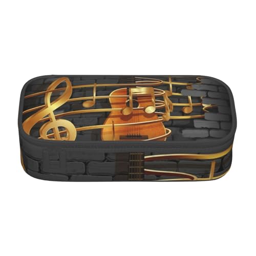 AMINNU Note Gitarre Große Kapazität Federmäppchen, Multifunktionales Federmäppchen, Federmäppchen für Teenager, mit Reißverschluss, geeignet für Schulen und Büros, Schwarz , Einheitsgröße, von AMINNU