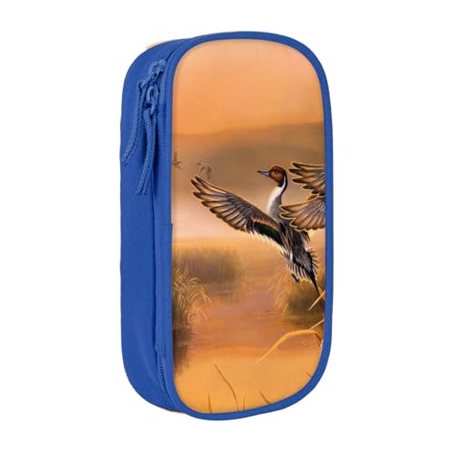 AMINNU Ölgemälde Ente Federmäppchen, Multifunktionales Federmäppchen, Schüler-Federmäppchen, mit Reißverschluss, geeignet für Schulen und Büros, Unisex, blau, Einheitsgröße, Kosmetiktasche von AMINNU