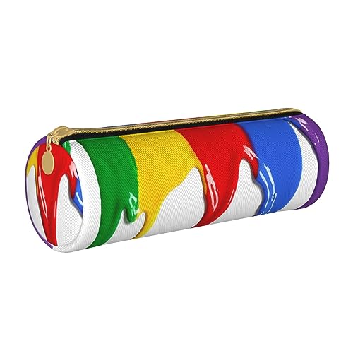 AMINNU Paint Splatter Backdrop Cylinder Pencil Case Durable Pencil Case Student Pencil Case Zipper Pencil Case Suitable for Schools and Offices, Unisex, weiß, Einheitsgröße, Kosmetiktasche von AMINNU