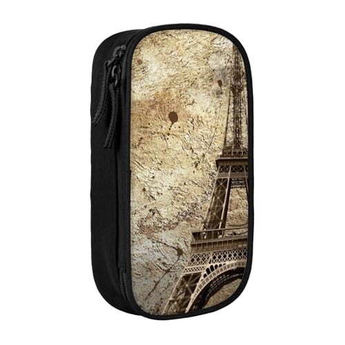 AMINNU Paris Eiffelturm Federmäppchen, Multifunktionales Federmäppchen, Schülermäppchen, mit Reißverschluss, geeignet für Schulen und Büros, Unisex, Schwarz , Einheitsgröße, Kosmetiktasche von AMINNU